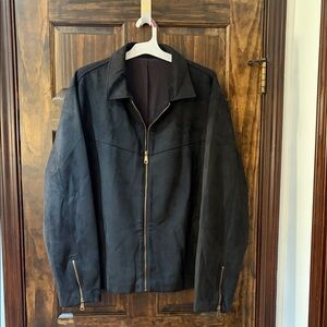 Men's Black Lightweight Zip-Front Shirt Jacket